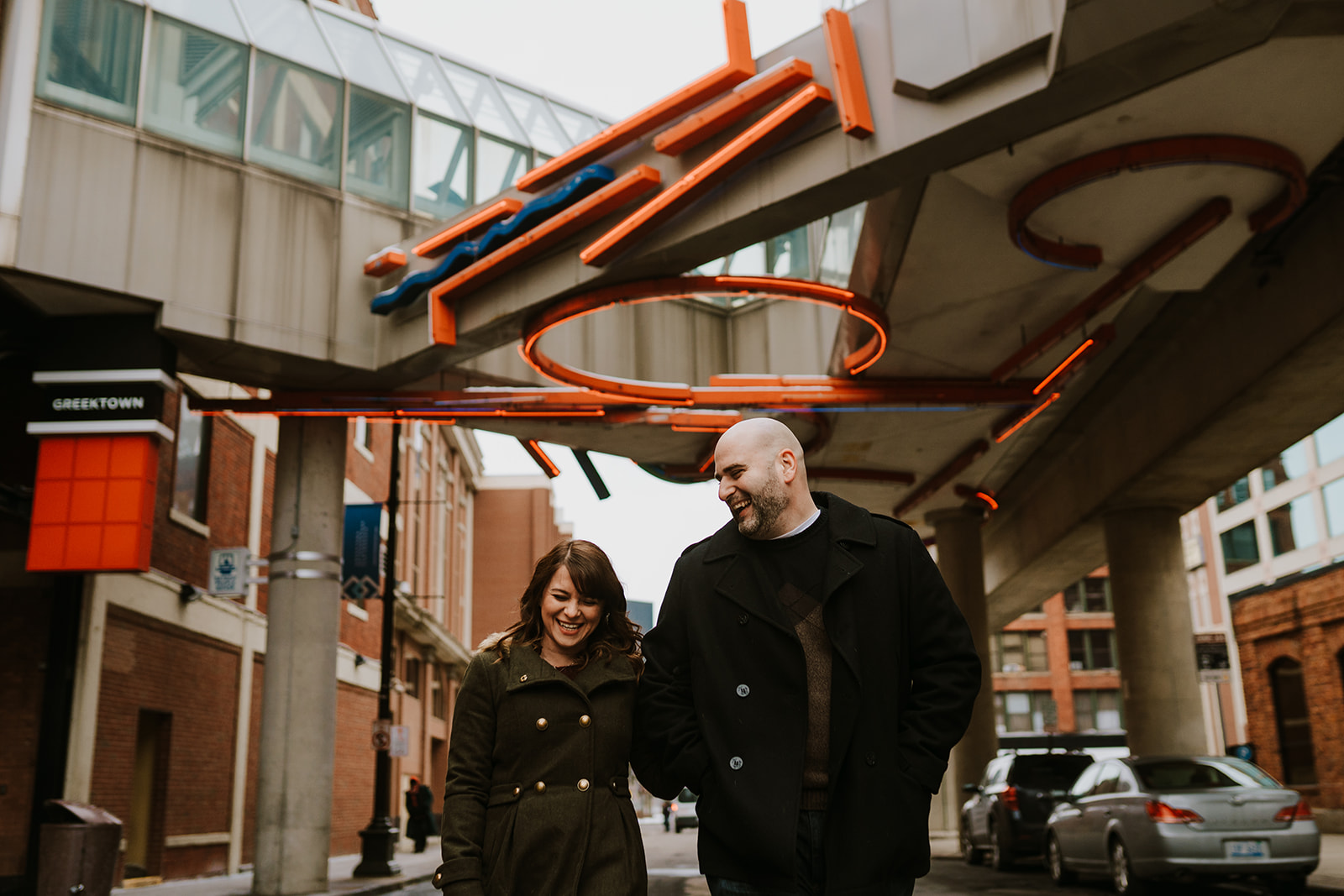 Downtown Detroit Winter Engagement Session | Abby & Alkin